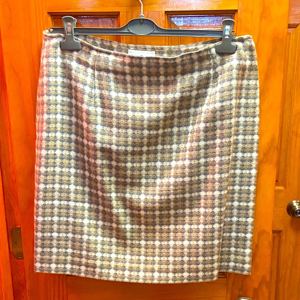 Rena Rowan Plaid Pencil Skirt in Beige and Brown